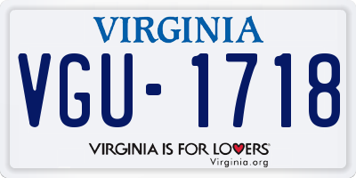 VA license plate VGU1718