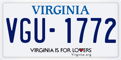 VA license plate VGU1772