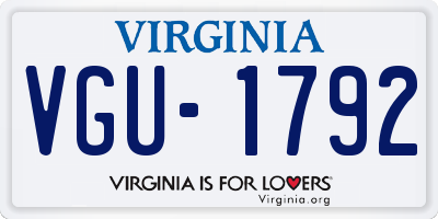 VA license plate VGU1792