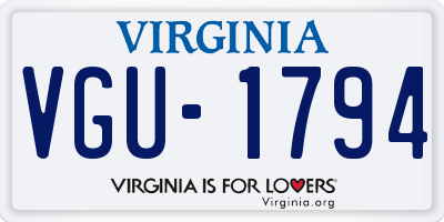 VA license plate VGU1794