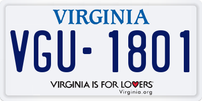 VA license plate VGU1801