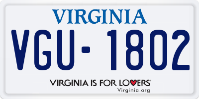 VA license plate VGU1802