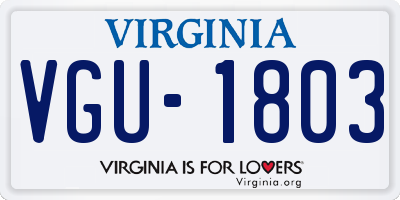 VA license plate VGU1803