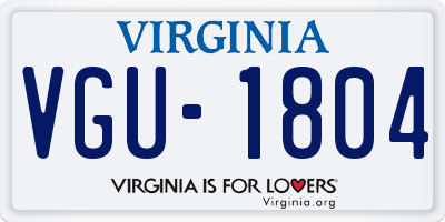 VA license plate VGU1804