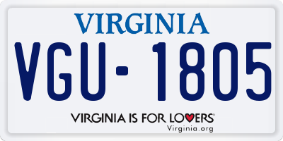 VA license plate VGU1805