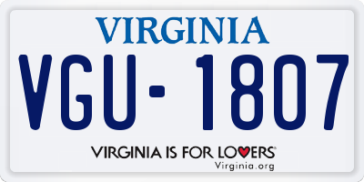 VA license plate VGU1807