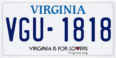 VA license plate VGU1818