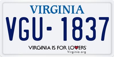 VA license plate VGU1837