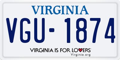 VA license plate VGU1874