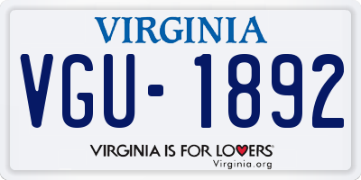 VA license plate VGU1892