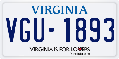 VA license plate VGU1893