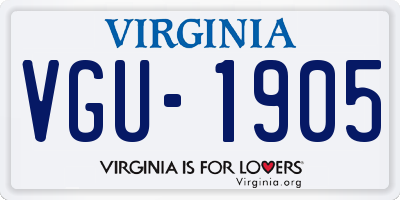 VA license plate VGU1905