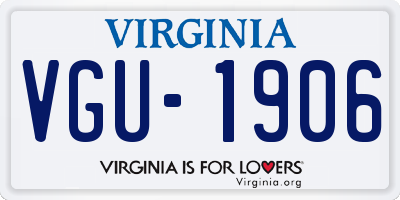 VA license plate VGU1906