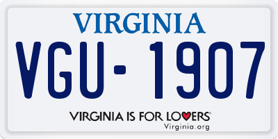 VA license plate VGU1907