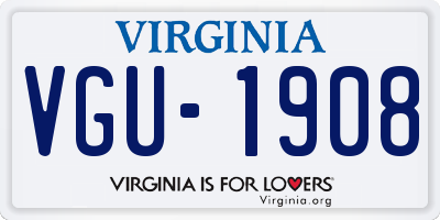 VA license plate VGU1908