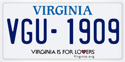 VA license plate VGU1909
