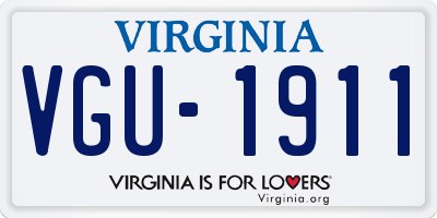 VA license plate VGU1911