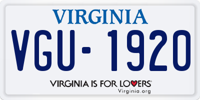 VA license plate VGU1920