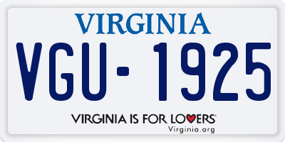 VA license plate VGU1925
