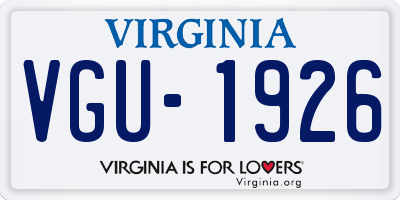 VA license plate VGU1926