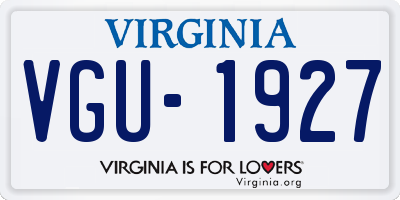 VA license plate VGU1927