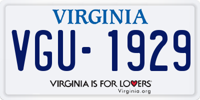 VA license plate VGU1929