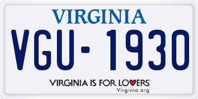 VA license plate VGU1930