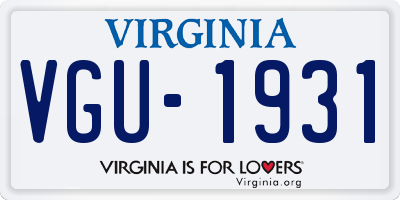 VA license plate VGU1931