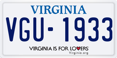 VA license plate VGU1933