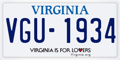 VA license plate VGU1934