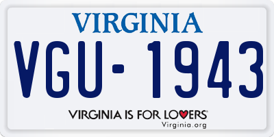VA license plate VGU1943