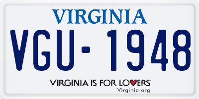 VA license plate VGU1948