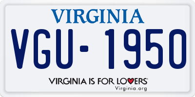 VA license plate VGU1950