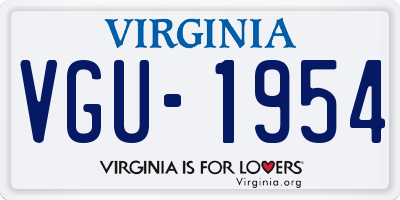 VA license plate VGU1954