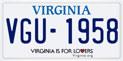 VA license plate VGU1958