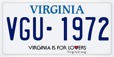 VA license plate VGU1972