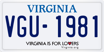 VA license plate VGU1981