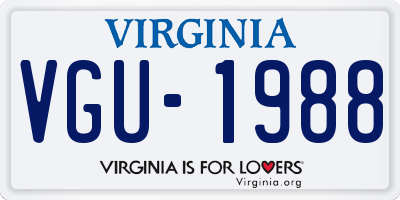 VA license plate VGU1988