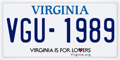 VA license plate VGU1989