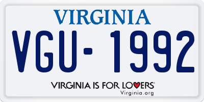VA license plate VGU1992
