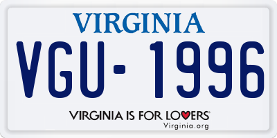 VA license plate VGU1996