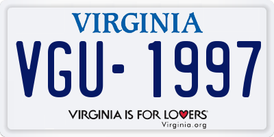 VA license plate VGU1997