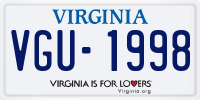 VA license plate VGU1998