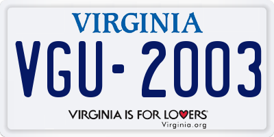 VA license plate VGU2003