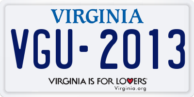 VA license plate VGU2013