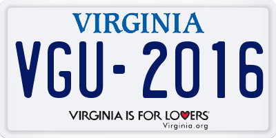VA license plate VGU2016