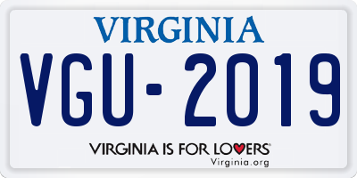 VA license plate VGU2019