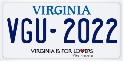 VA license plate VGU2022