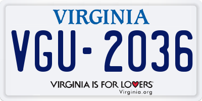 VA license plate VGU2036