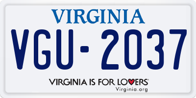 VA license plate VGU2037